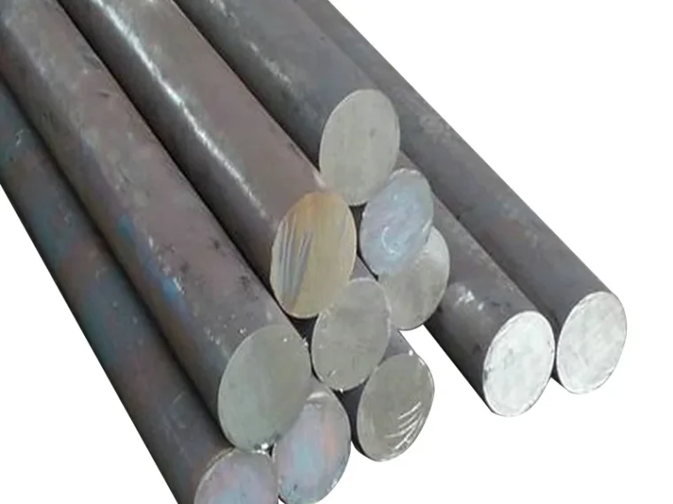 Carbon steel round bars with cut ends visible