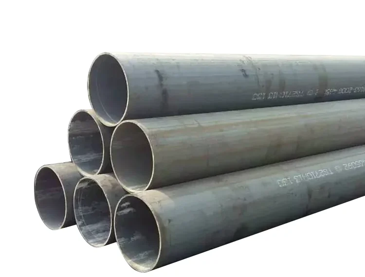 Carbon steel round pipes stacked together