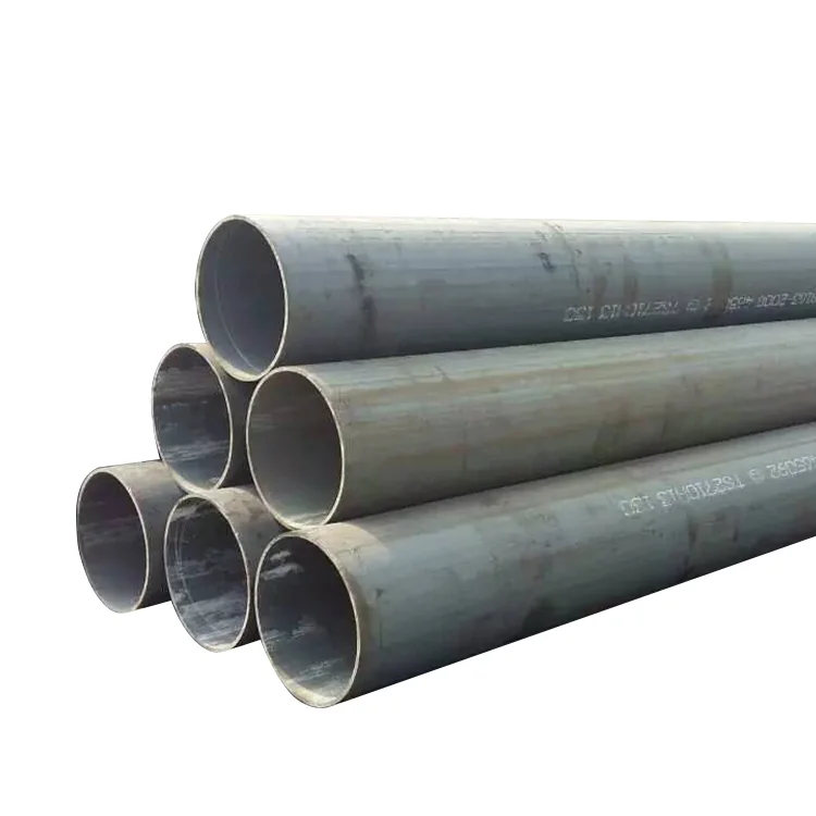 Carbon steel round pipes stacked together