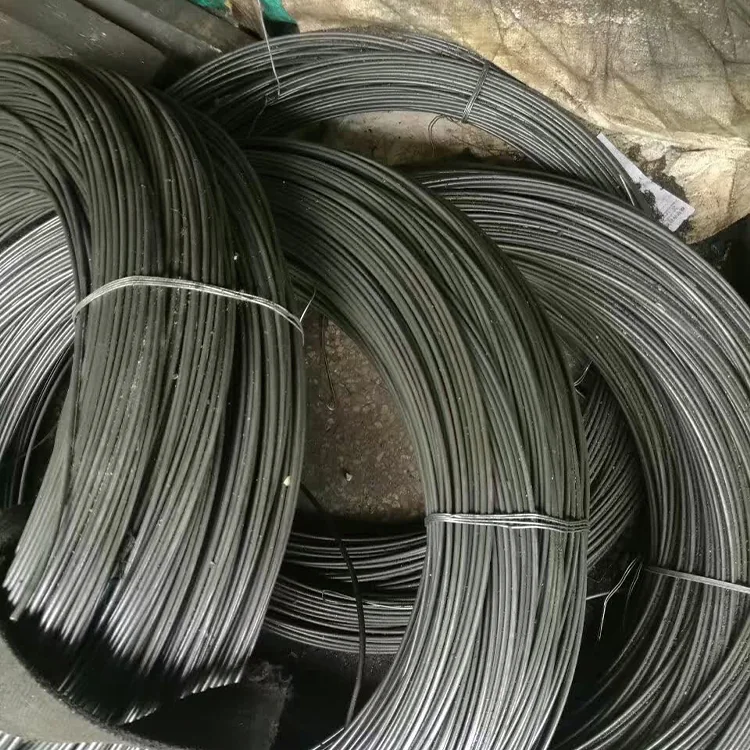 Coils of carbon steel wire bundled for handling