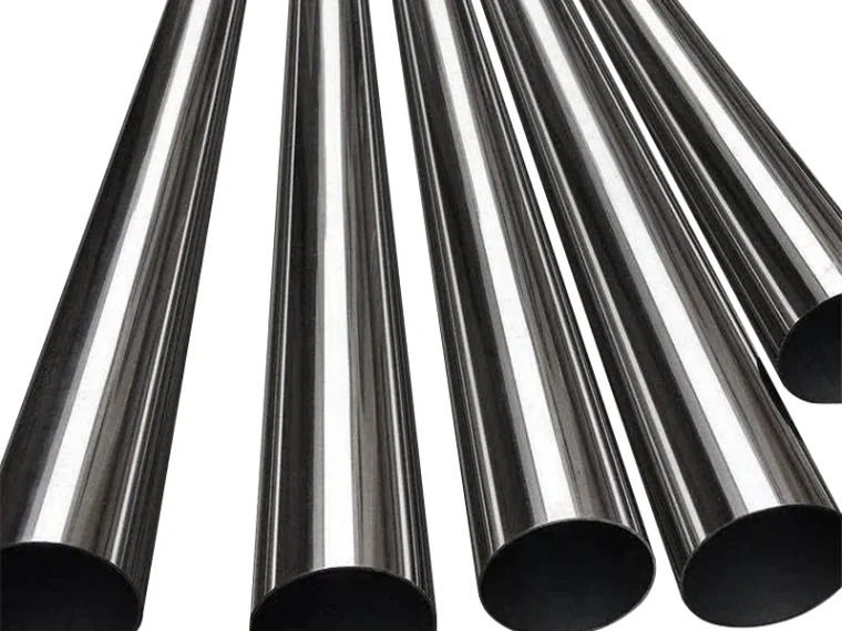 Polished stainless steel round pipes