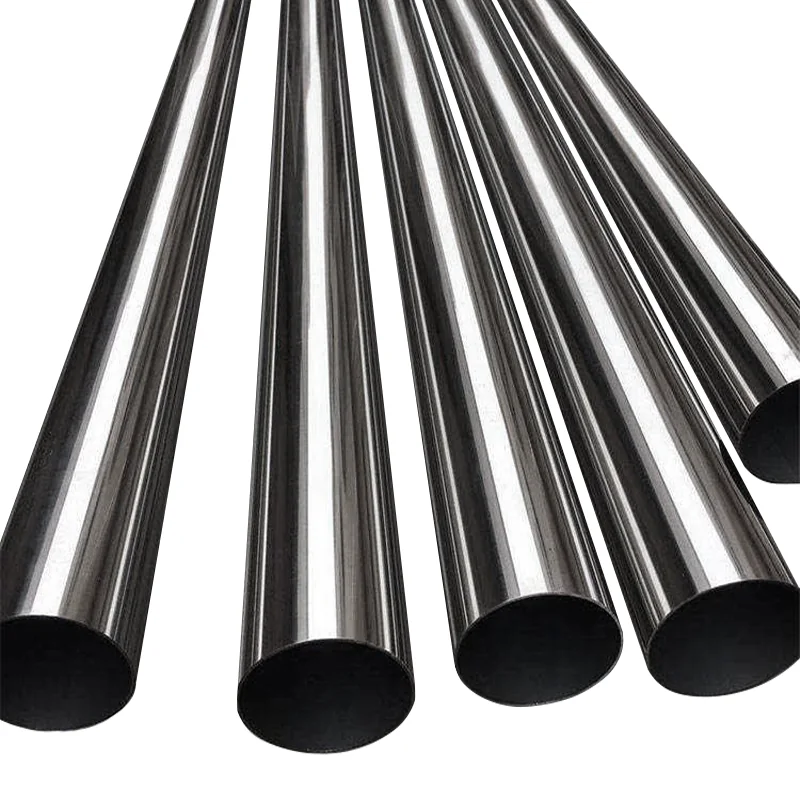 Polished stainless steel round pipes