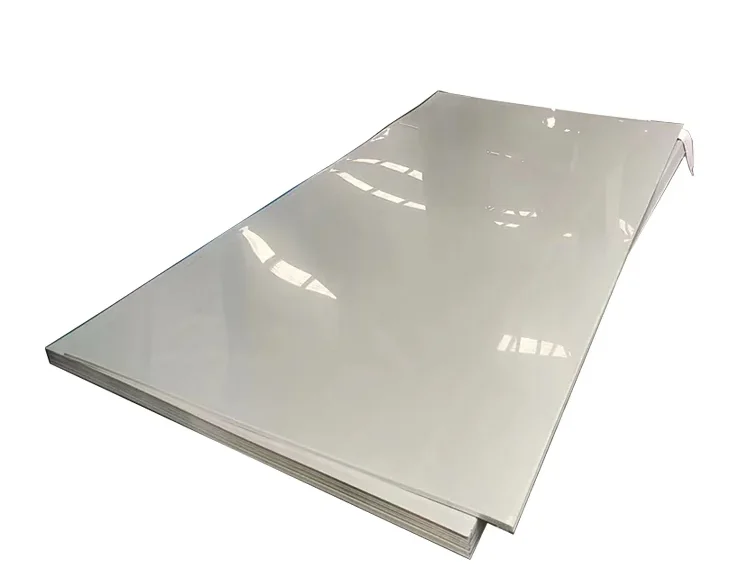 Stacked stainless steel plates with a reflective mill finish