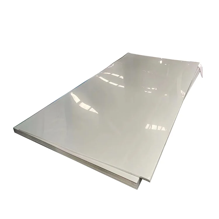 Stacked stainless steel plates with a reflective mill finish